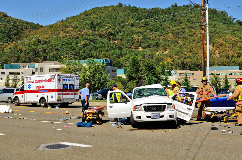 Bad Car Crash With Paramedics On Scene