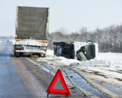 truck crashed from bad road conditions