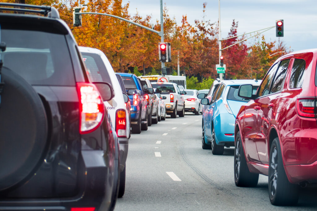 heavy afternoon traffic in mountain view, silicon valley, califo